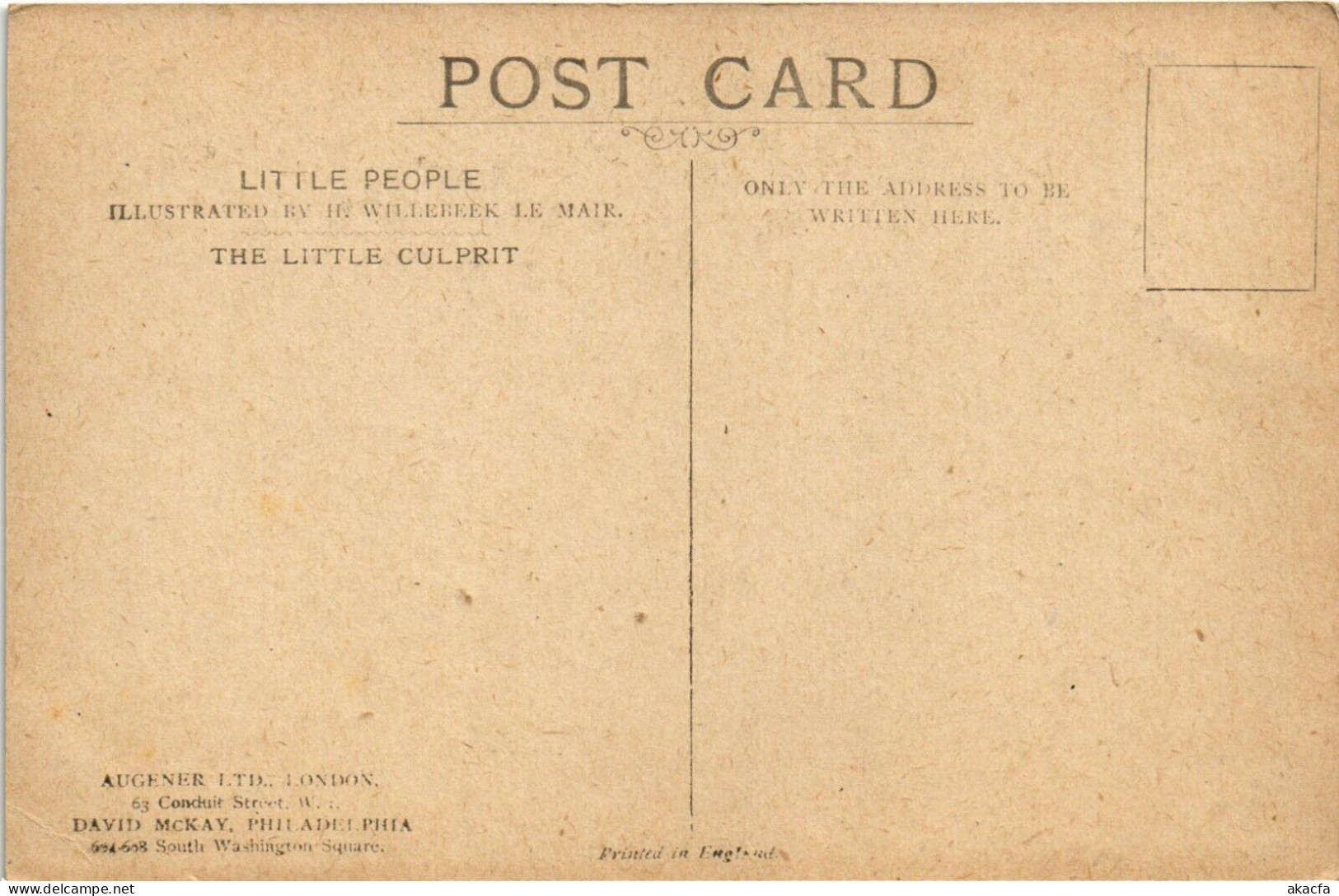 PC WILLEBEEK LE MAIR ARTIST SIGNED THE LITTLE CULPRIT, Vintage Postcard (b52485) - Le Mair