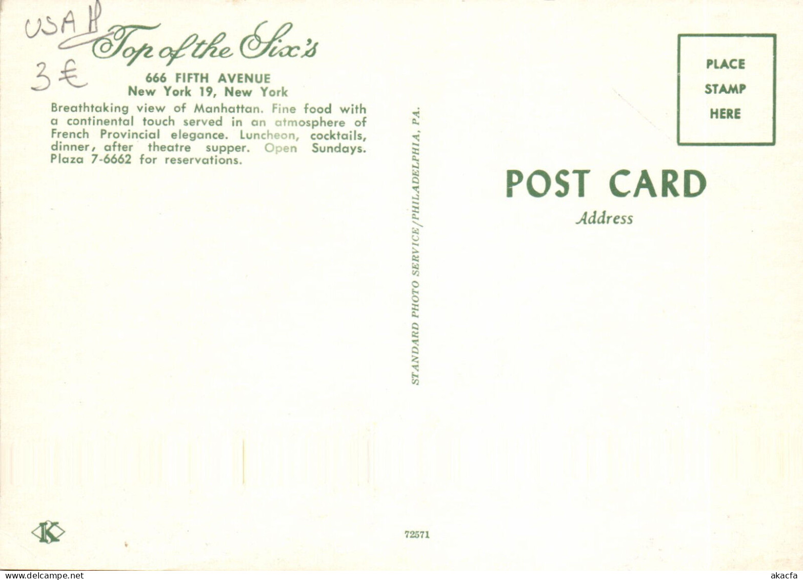 PC US, TOP OF THE SISC'S, FIFTH AVENUE, NEW YORK, NY, MODERN Postcard (b52385) - Manhattan