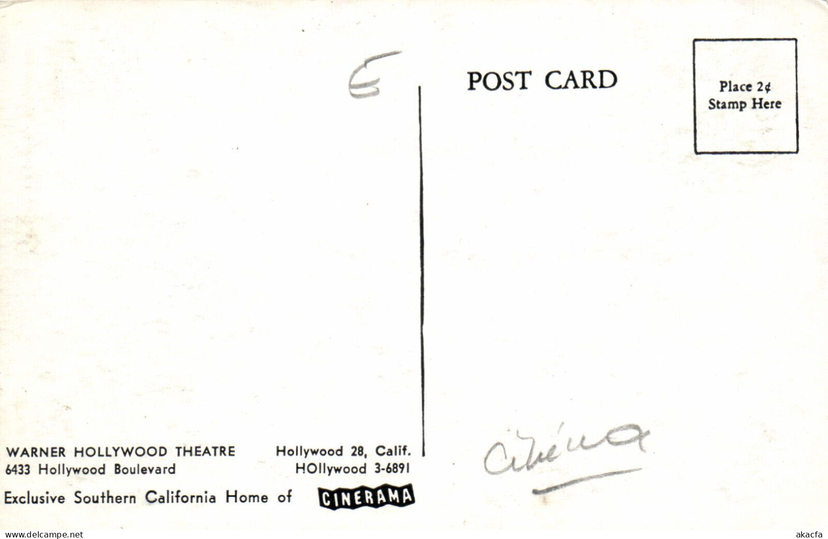 PC US, WARNER HOLLYWOOD THEATRE, HOLLYWOOD, CA, MODERN Postcard (b52382) - Los Angeles