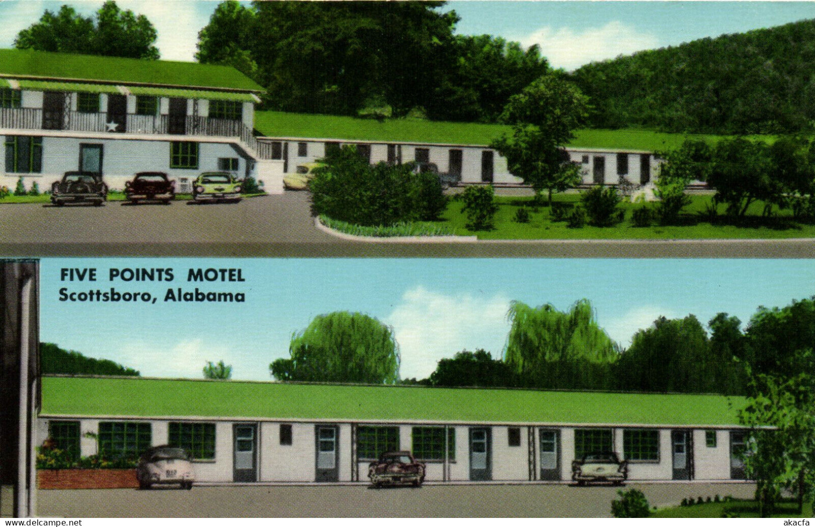 PC US, FIVE POINTS MOTEL, SCOTTSBORO, ALABAMA, MODERN Postcard (b52370) - Andere & Zonder Classificatie