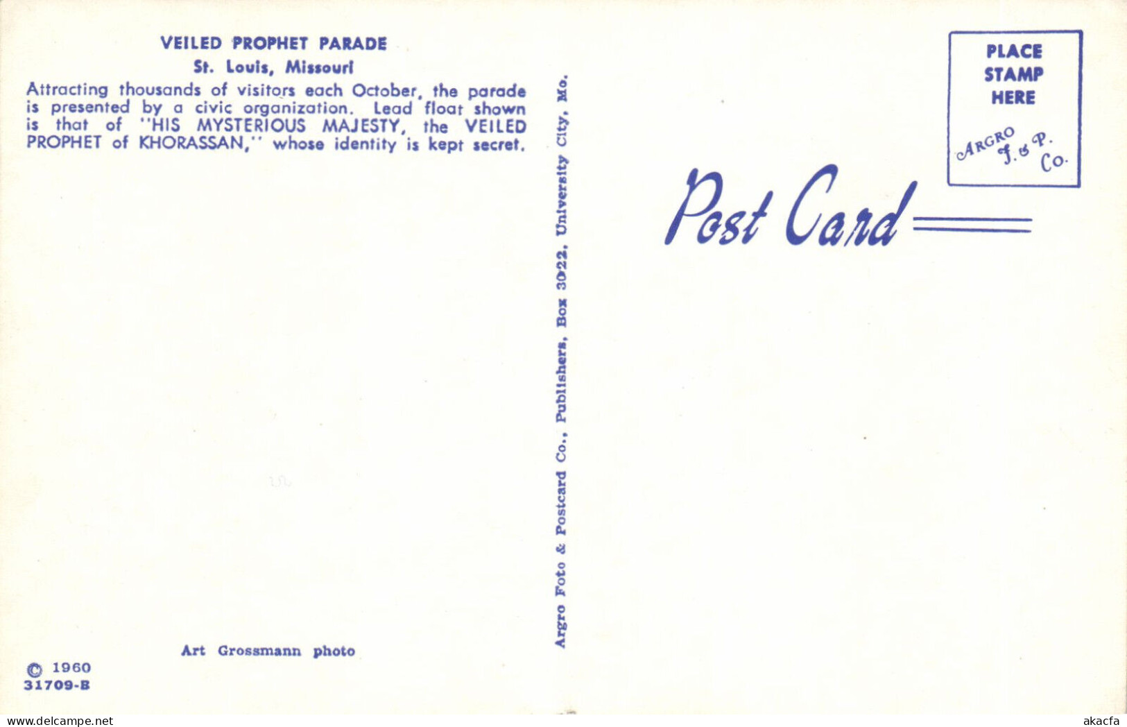 PC US, VEILED PROPHET PARADE, ST. LOUIS, MISSOURI, MODERN Postcard (b52368) - St Louis – Missouri