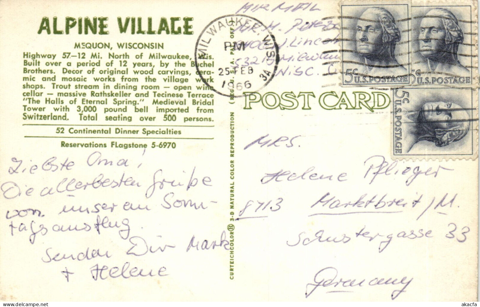 PC US, ALPINE VILLAGE, MEQUON, WISCONSIN, MODERN Postcard (b52315) - Otros & Sin Clasificación