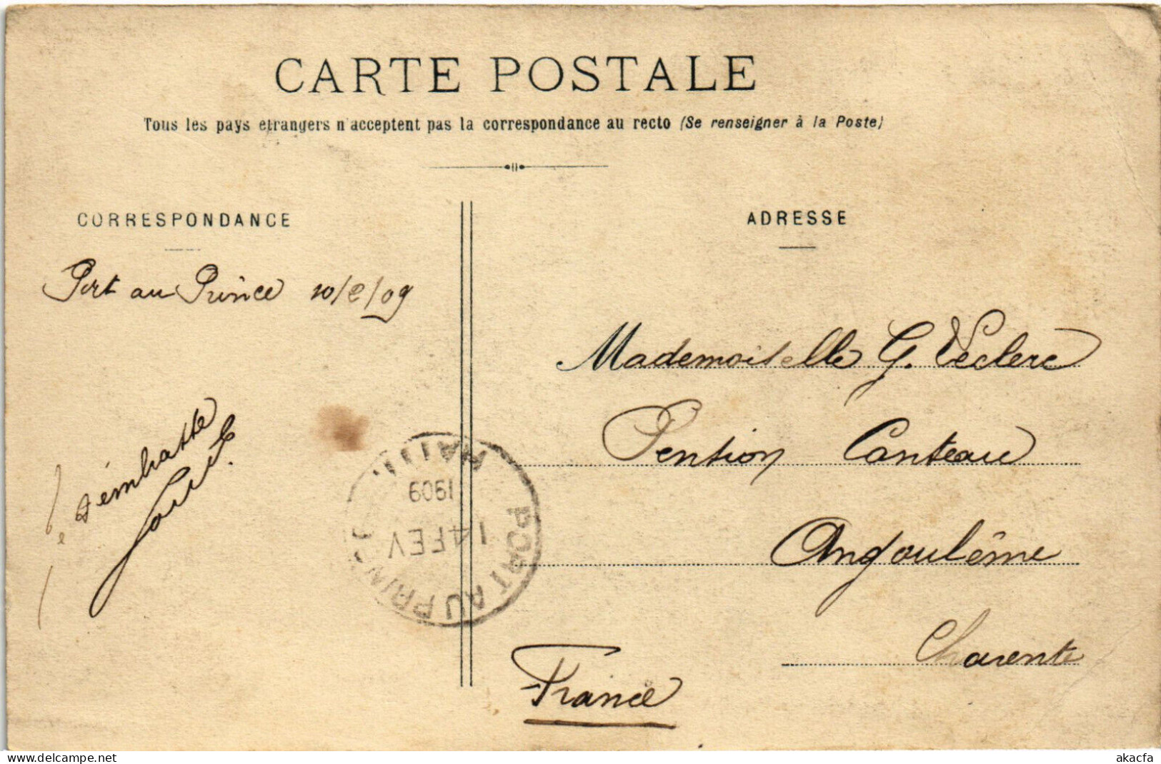 PC HAITI CARIBBEAN PORT-au-PRINCE THE HARBOUR Vintage Postcard (b52266) - Haiti