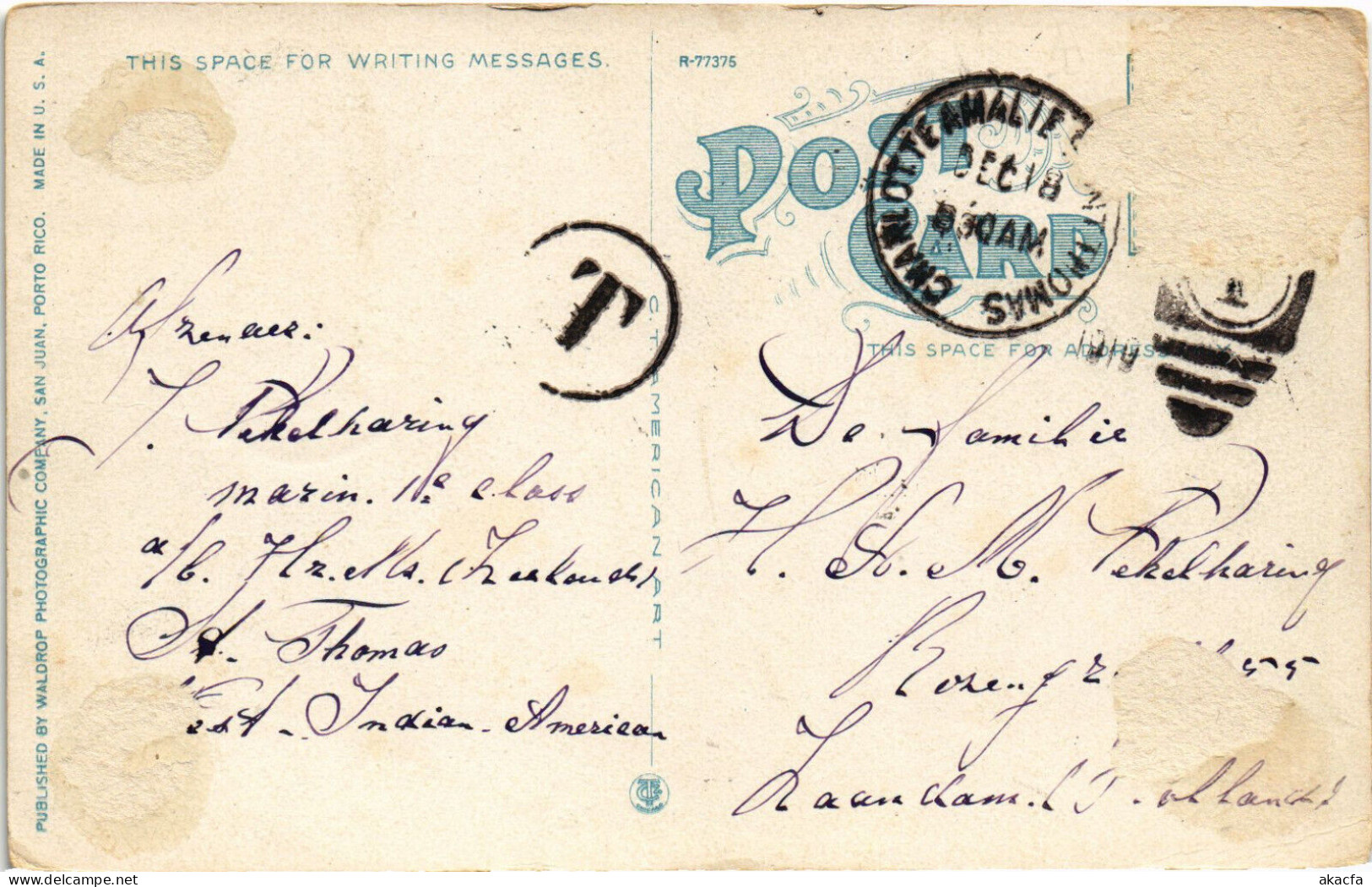 PC VIRGIN ISLANDS ST. THOMAS EAST OF CITY AND HARBOUR Vintage Postcard (b52264) - Virgin Islands, British