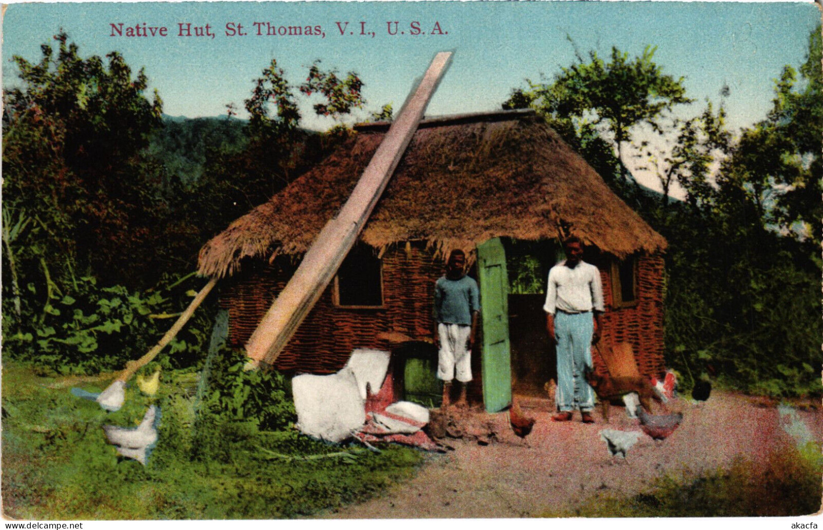 PC VIRGIN ISLANDS ST. THOMAS NATIVE HUT Vintage Postcard (b52263) - Isole Vergine Britanniche