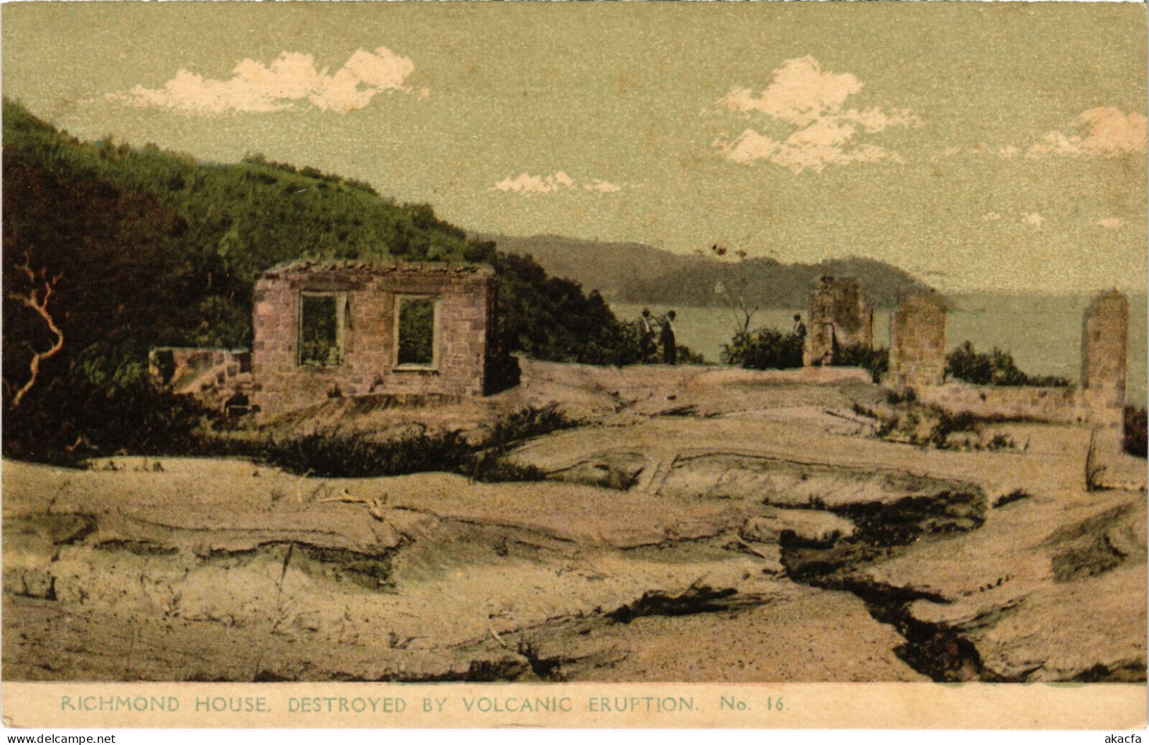 PC VIRGIN ISLANDS RICHMOND HOUSE AFTER VOLCANIC ERUPTION Vintage Pc. (b52259) - Virgin Islands, British