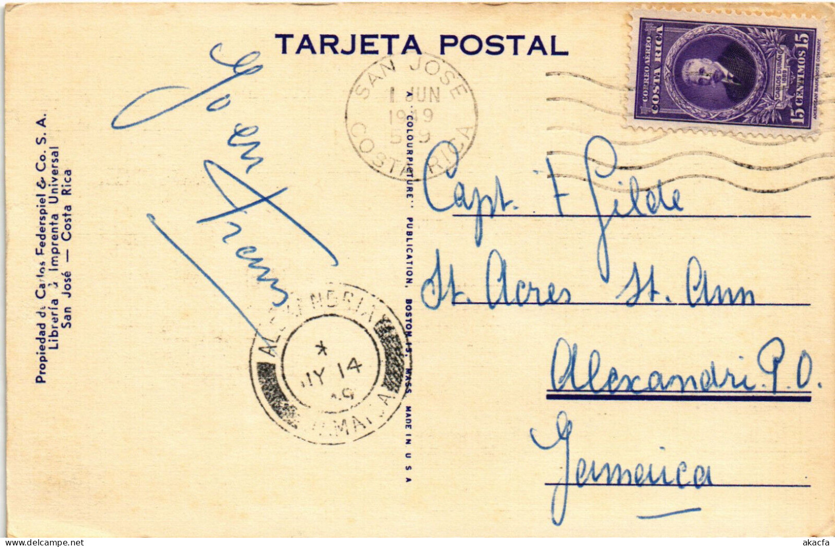 PC COSTA RICA CARRETA OXEN CAR TYPES Vintage Postcard (b52238) - Costa Rica