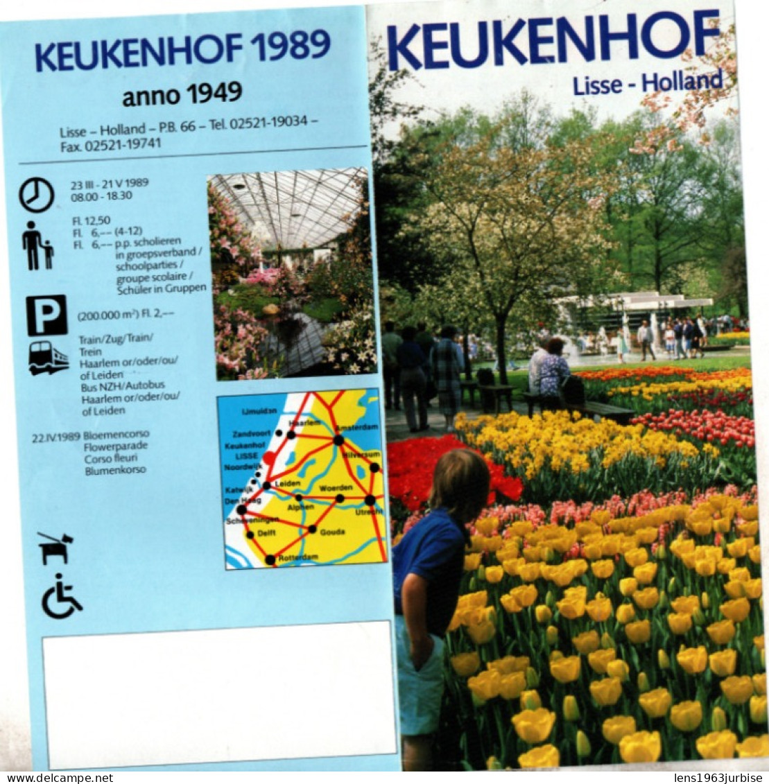 Keukenhof - Lisse , Holland ,( 1989 ) +2 autocollants +1 plan + 2 Dépliants publicitaires