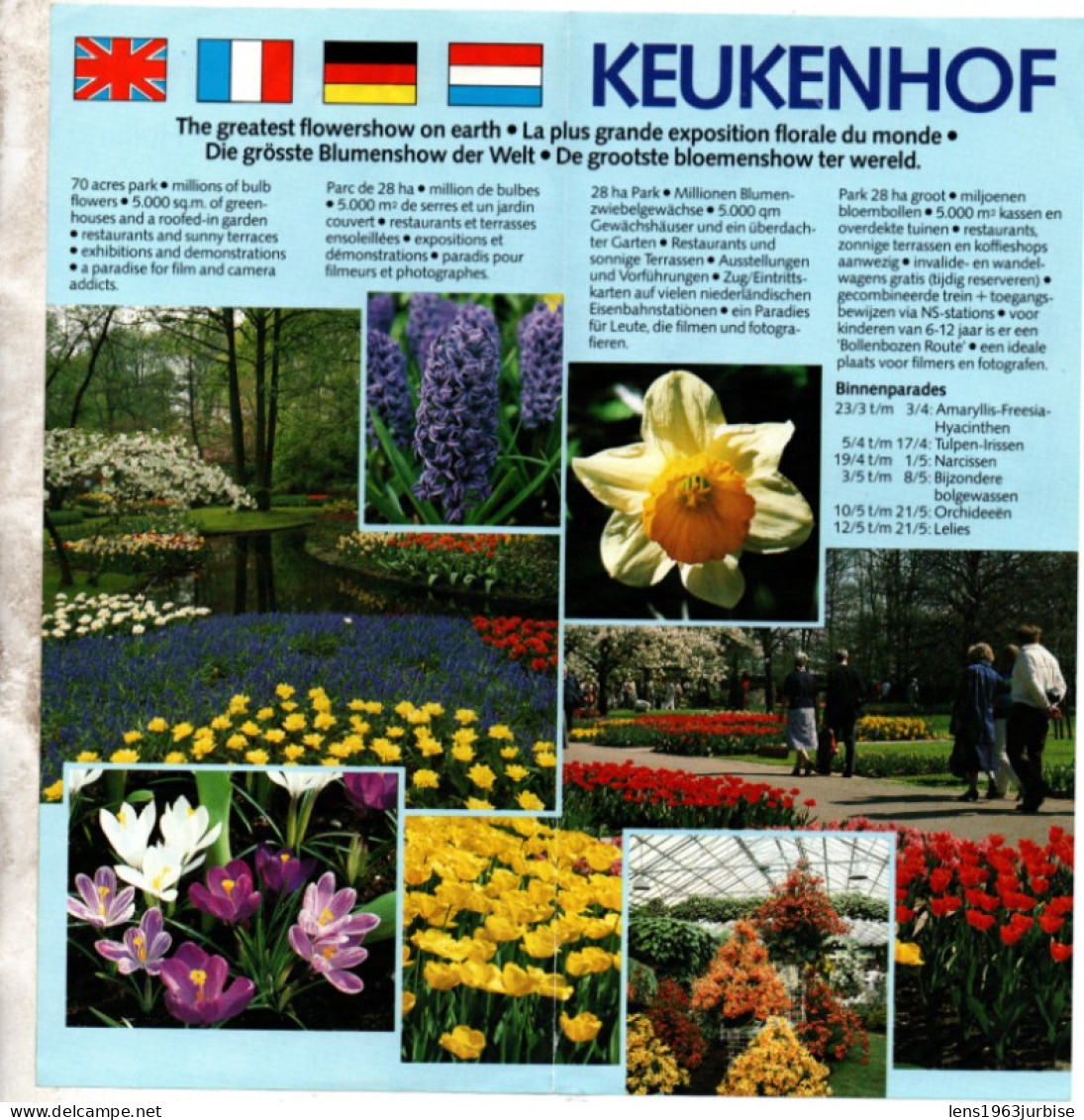 Keukenhof - Lisse , Holland ,( 1989 ) +2 autocollants +1 plan + 2 Dépliants publicitaires