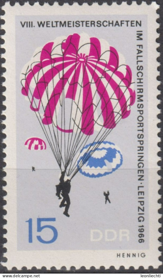 1966 DDR, ** Mi:DD 1194, Yt:DD 887, Fallschirmspringen - Fallschirmspringen