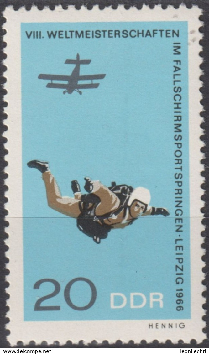 1966 DDR, ** Mi:DD 1195, Yt:DD 888, Fallschirmspringen - Parachutespringen