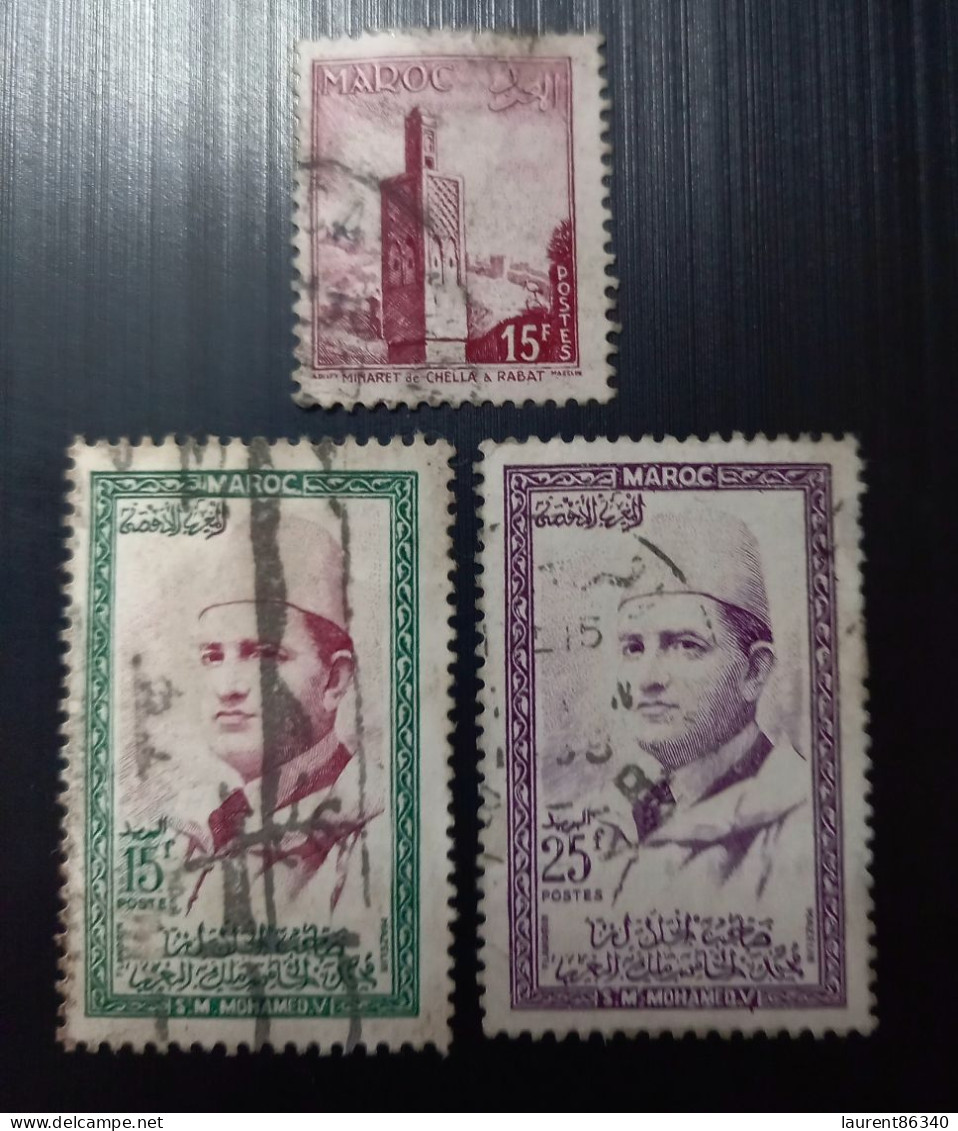 Maroc Poste Française 1956 King Mohammed V Of Morocco  & 1955 Minaret De Chella à Rabat - Used Stamps