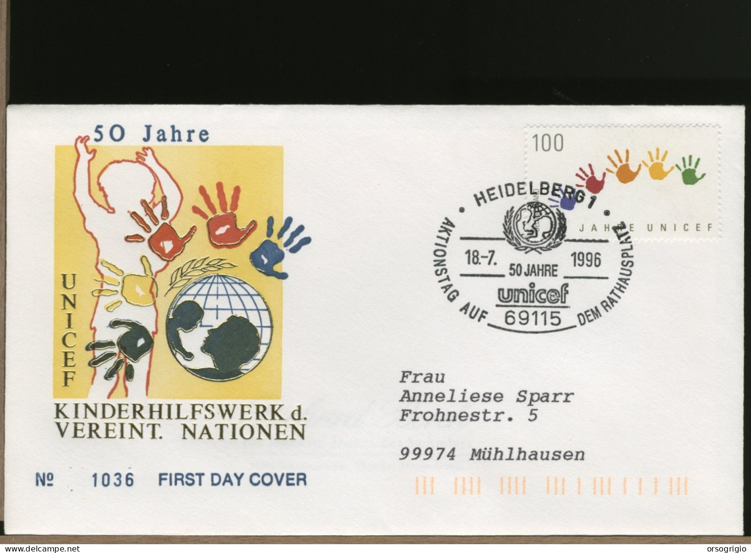 GERMANY - DEUTSCHE - FDC 1996     UNICEF - 1991-2000