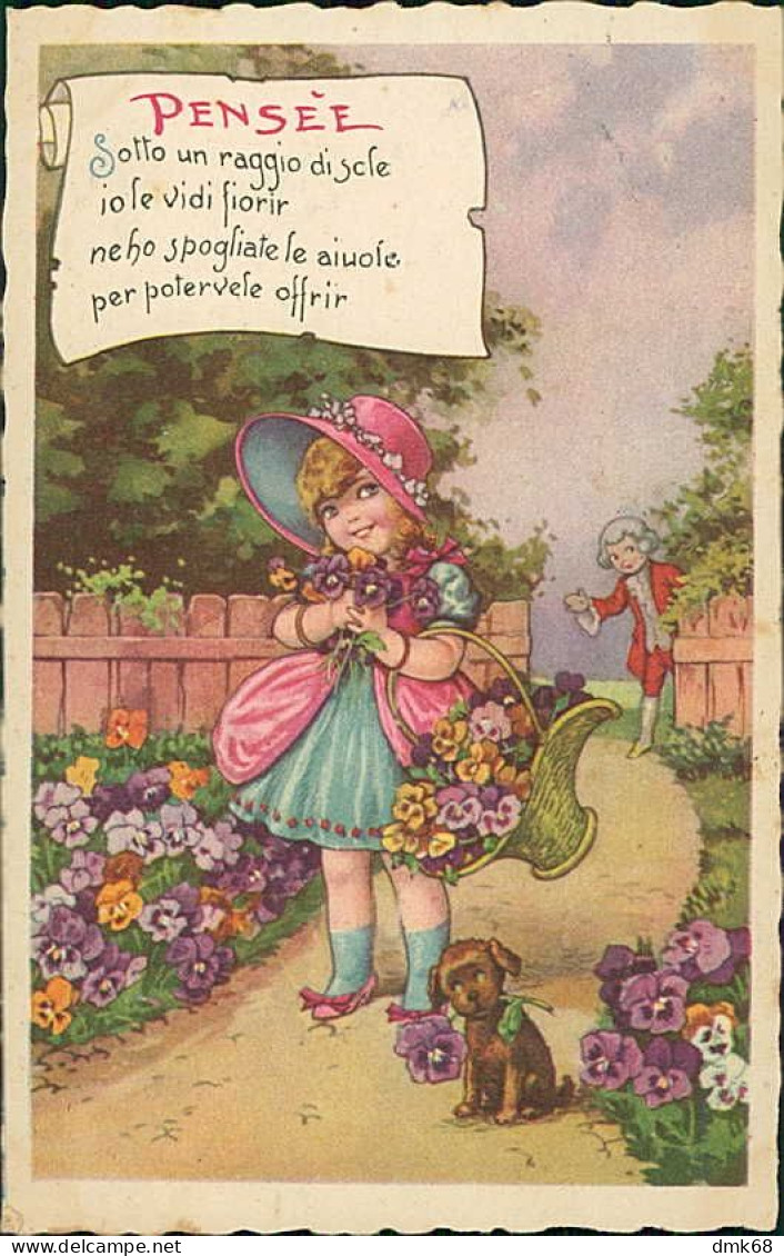 CASTELLI SIGNED 1930s POSTCARD - KIDS & MUSIC & DOG - PENSEE - EDIZ. CARISH / DEGAMI 89 (5206) - Castelli