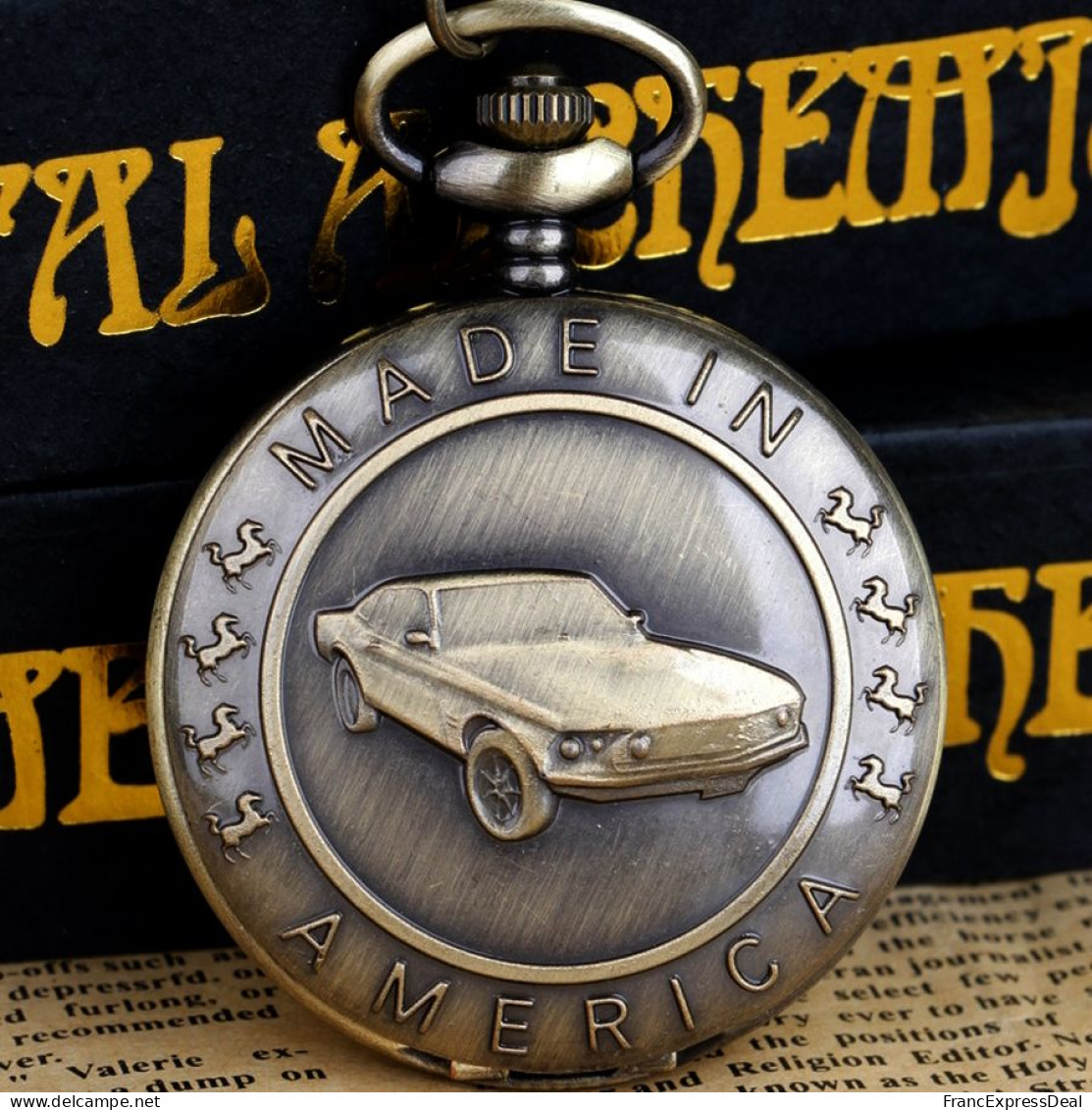 Montre Gousset NEUVE - Voiture Ancienne Old Car Ford Mustang - Horloge: Zakhorloge