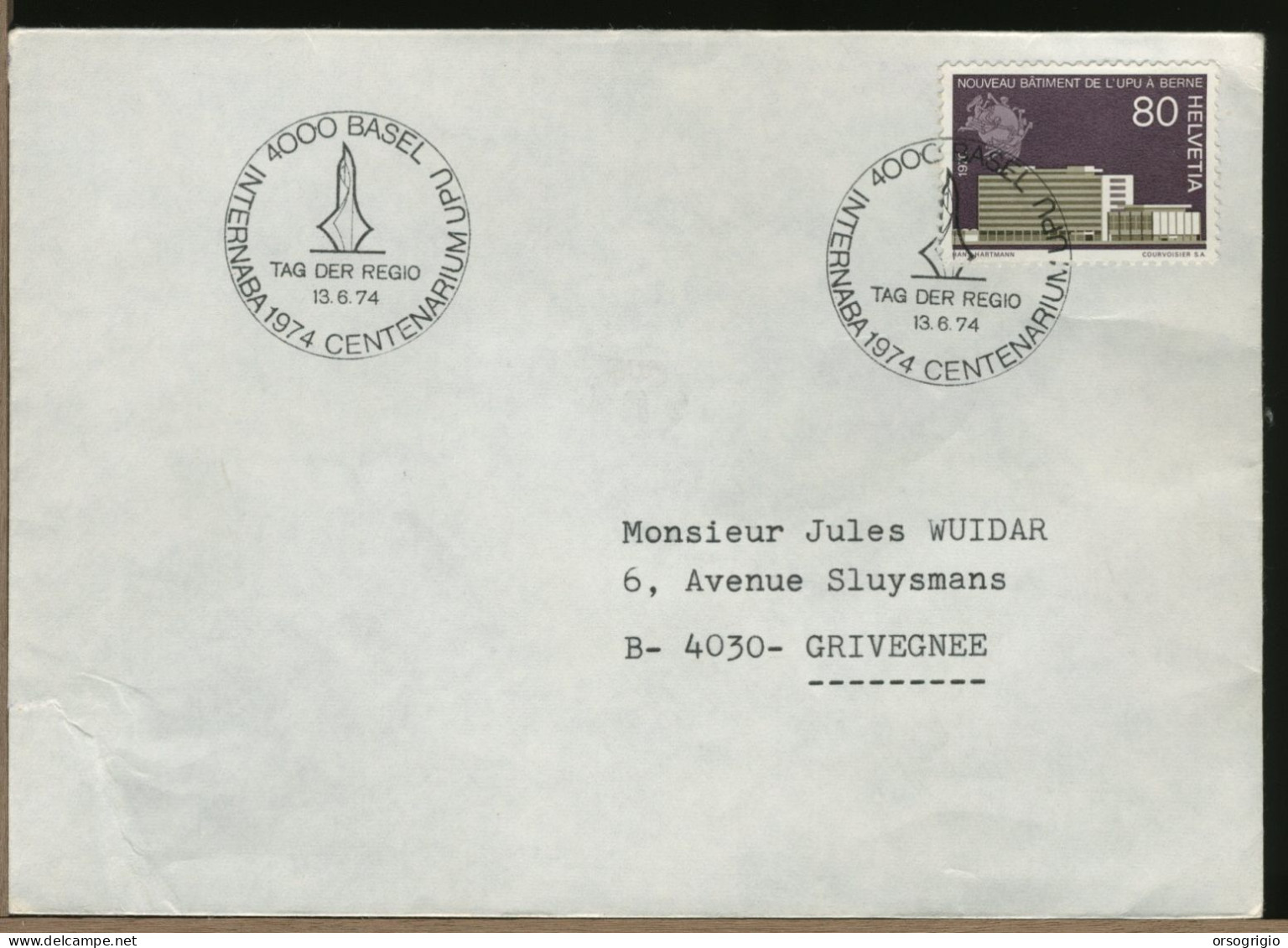 SVIZZERA  SUISSE -  BASEL 1974 -   CENTENARIUM  UPU - UPU (Union Postale Universelle)