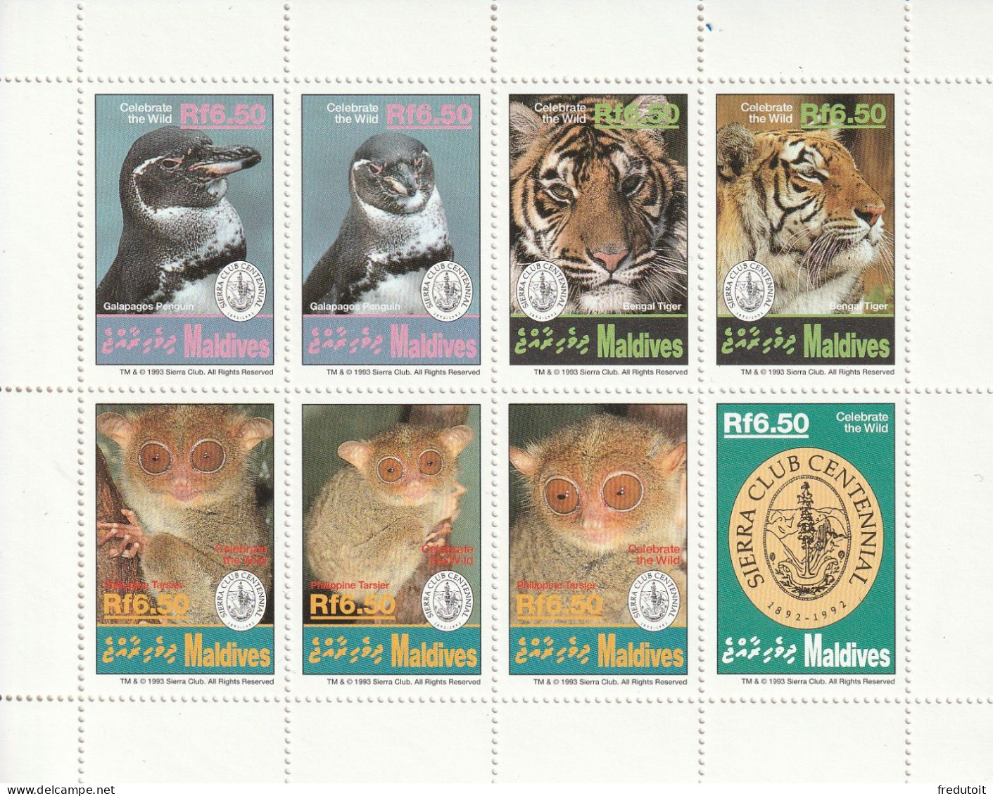 MALDIVES - N°1831/8 ** (1994) Animaux - Maldivas (1965-...)