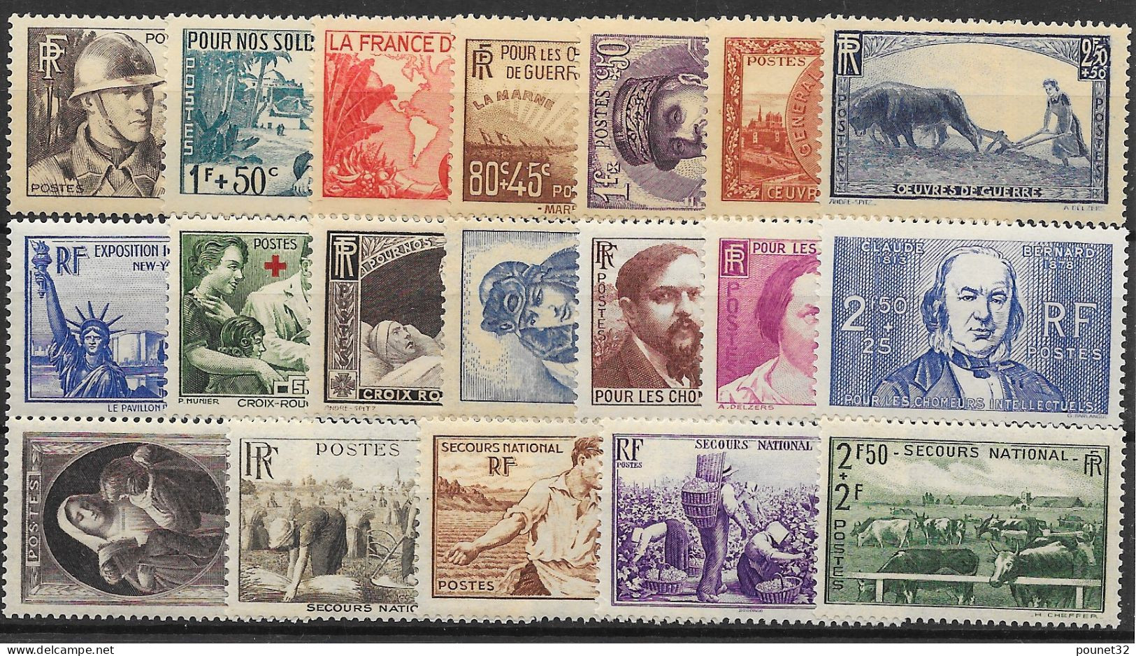 FRANCE ANNEE COMPLETE 1940 N° 451/469 NEUVE * GOMME AVEC CHARNIERE - COTE 102 € - 1940-1949