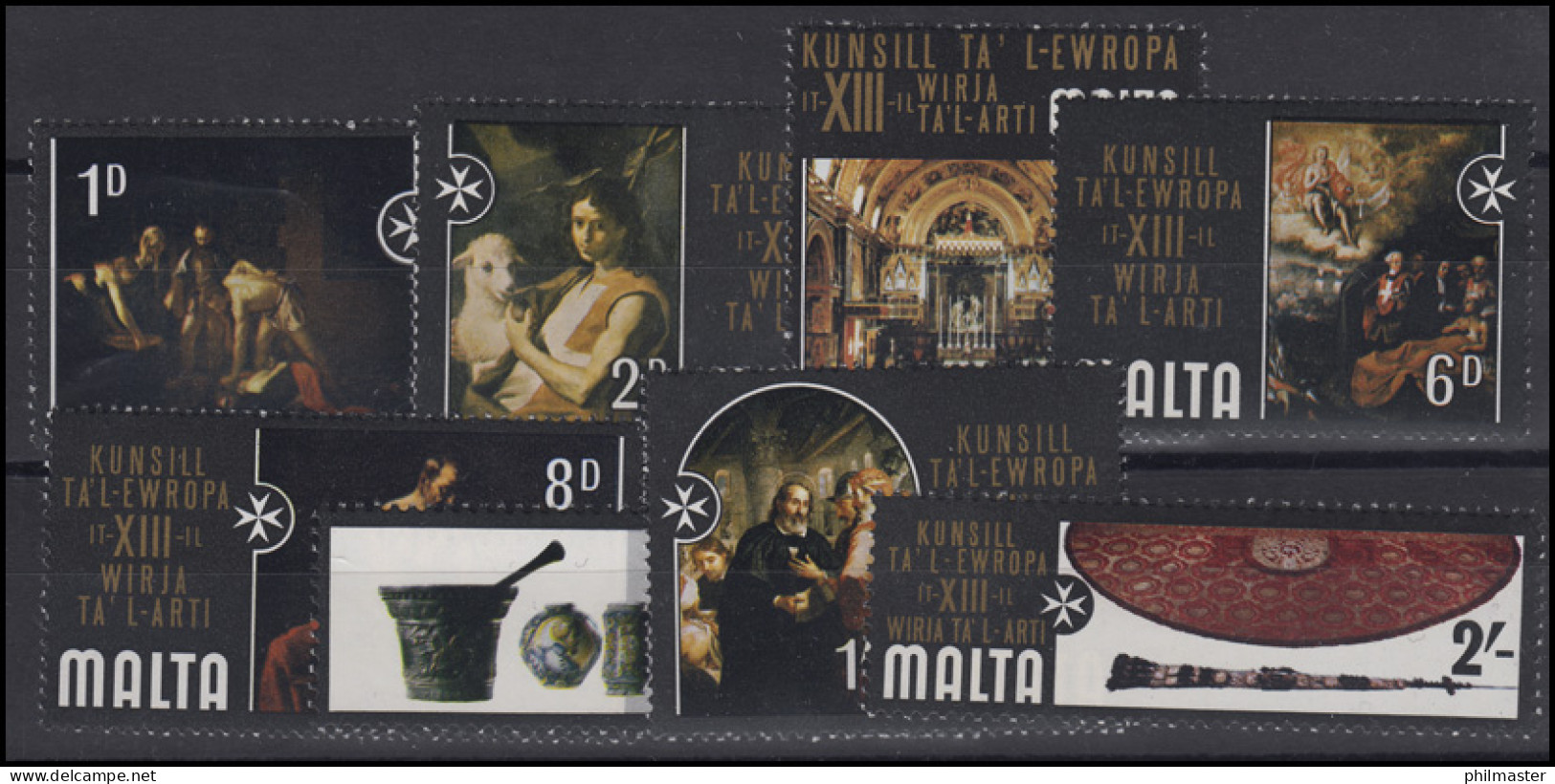 Malta: Europäische Kunstausstellung & European Art Exhibition 1970, 8 Werte ** - Museums