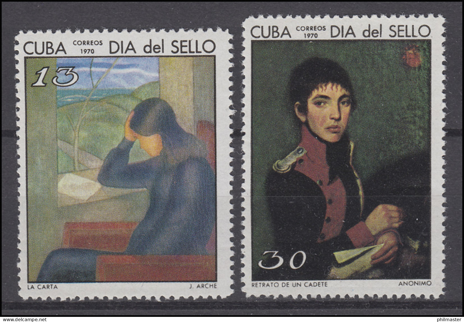 Tag Der Briefmarke Gemälde Paintings Der Brief The Letter 1970, 2 Werte ** - Tag Der Briefmarke