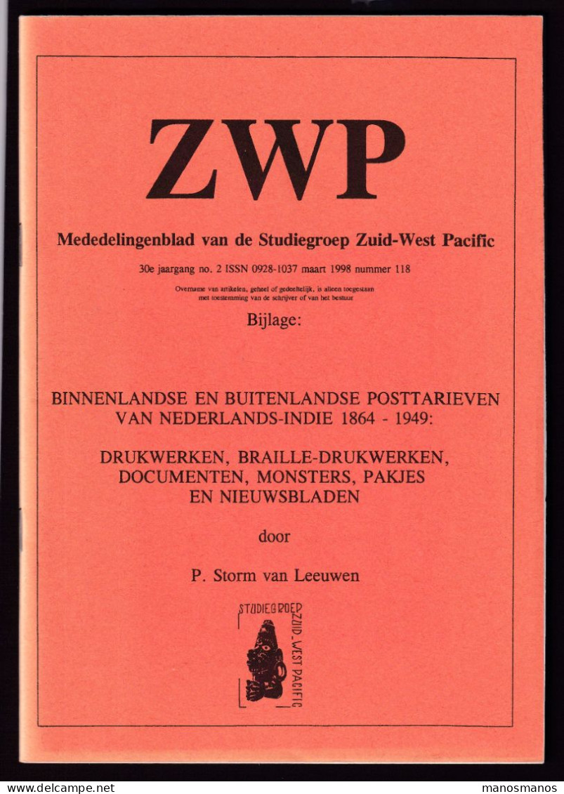 919/39 -- NEDERLANDS INDIE Posttarieven 1864/1949 - Door Storm Van Leeuwen, 77 Blz, 3/1998 , Studiegroep ZWP - Philatelie Und Postgeschichte