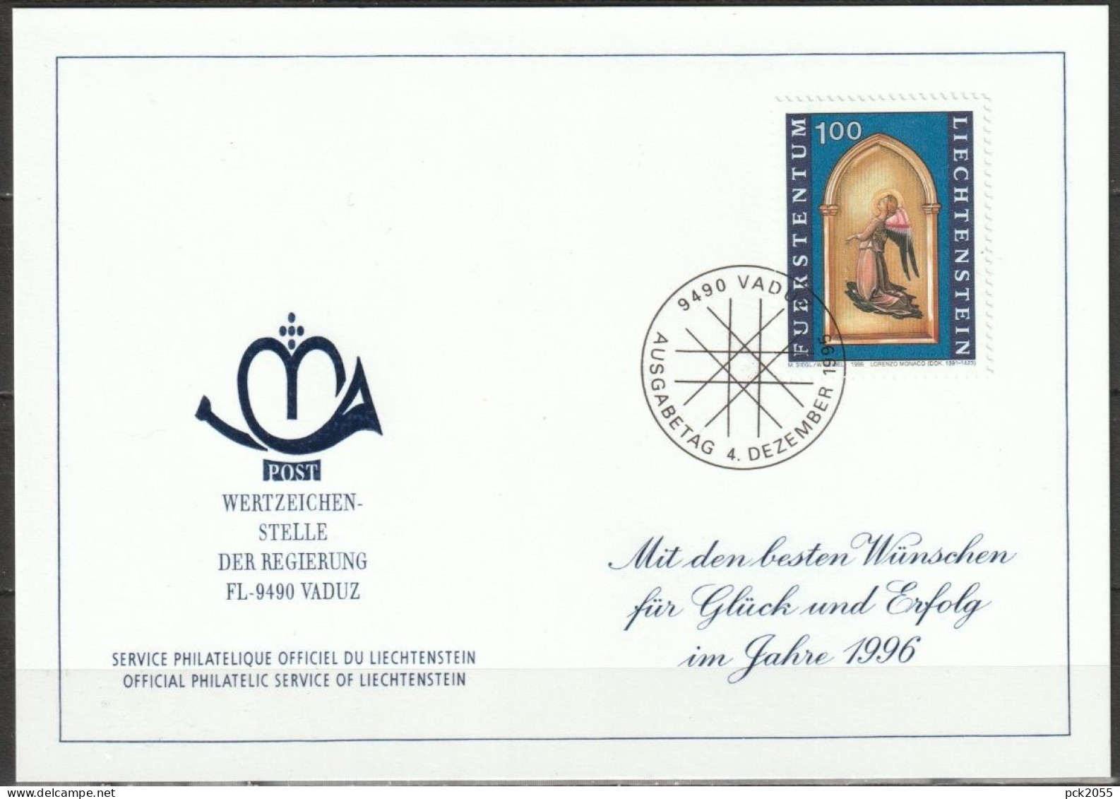 Lichtenstein Weihnachtsgruß 1995 MiNr.1122 Weihnachten Engel ( D 6822 ) - FDC