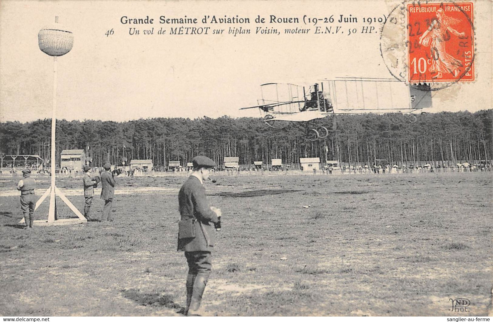 CPA 76 LES AVIATEURS DE LA Gde SEMAINE D'AVIATION DE ROUEN / UN VOL DE METROT / BIPLAN VOISIN - Rouen