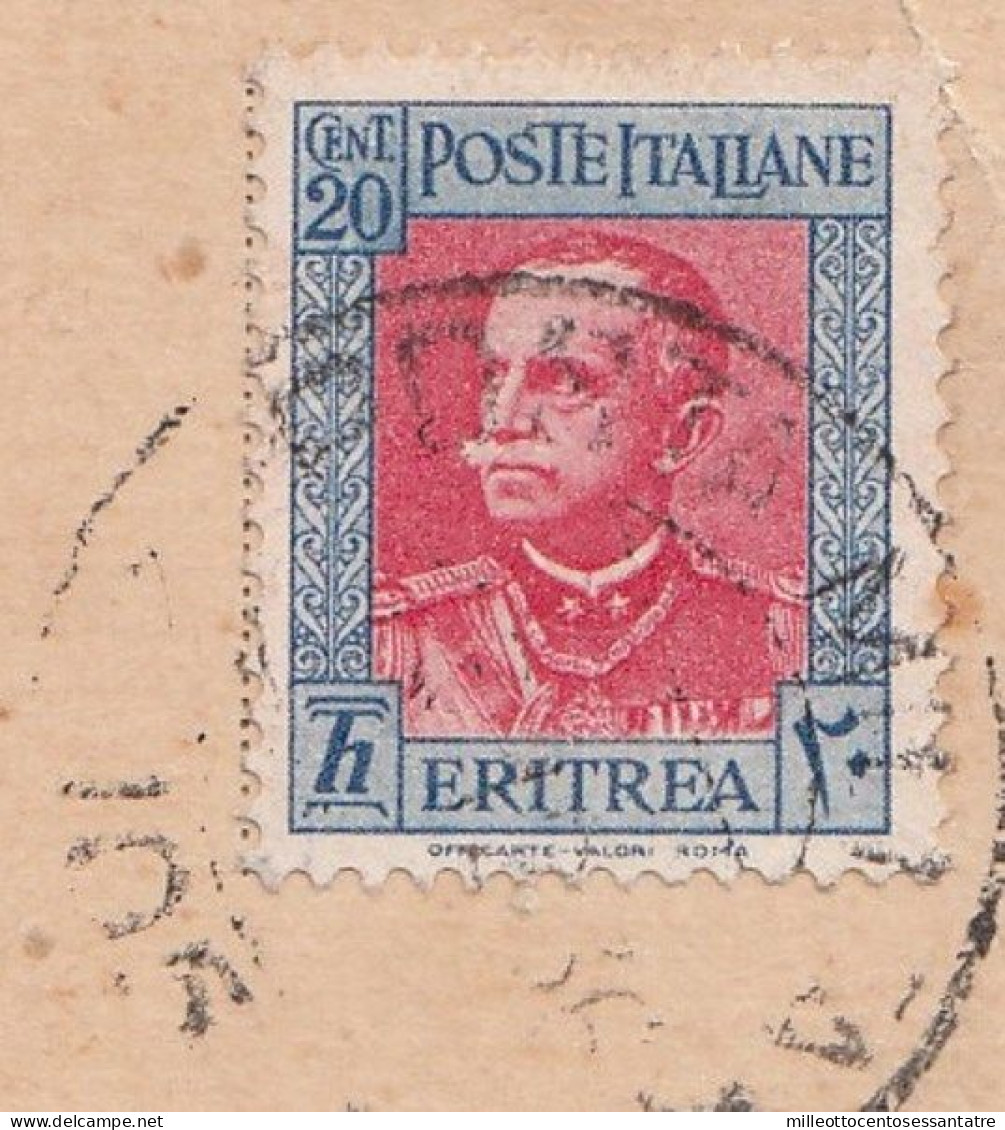 2054 - AFRICA ORIENTALE  -Cartolina Illustrata Del 1936 Da Posta Militare N. 105 A Genova Con Cent. 20 Azzurro E Rosa  . - Africa Oriental Italiana