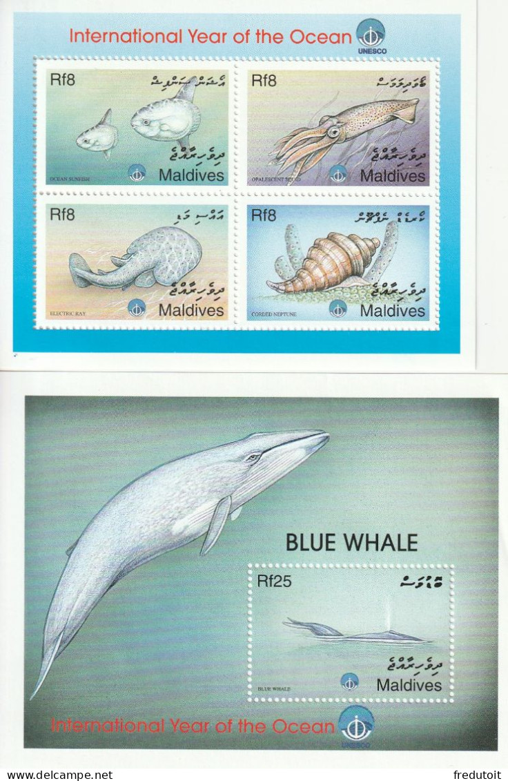 MALDIVES - N°2718/21+Bloc N°410 ** (1998) Faune Marine - Maldivas (1965-...)