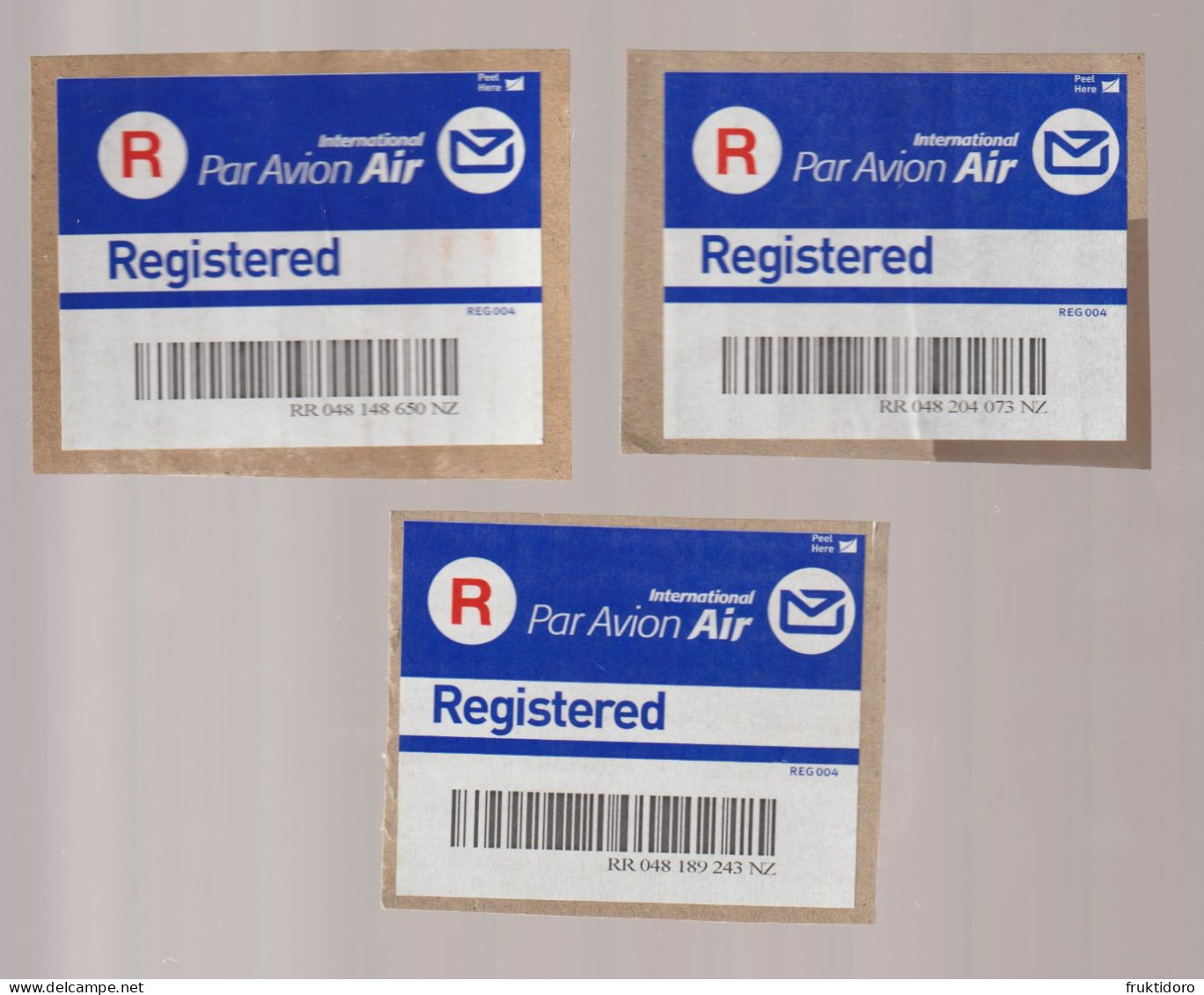 New Zealand Labels For Circulated Registered Letters - Plaatfouten En Curiosa