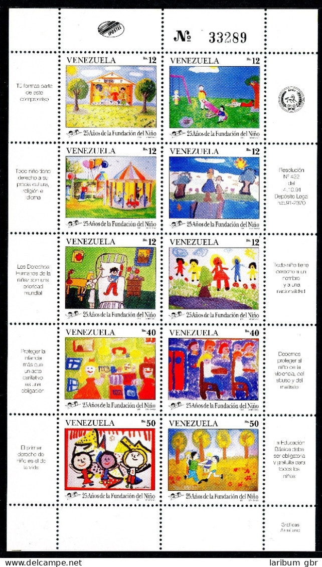 Venezuela 2685-2694 Postfrisch Kinderzeichnungen Kleinbogen #GX029 - Venezuela