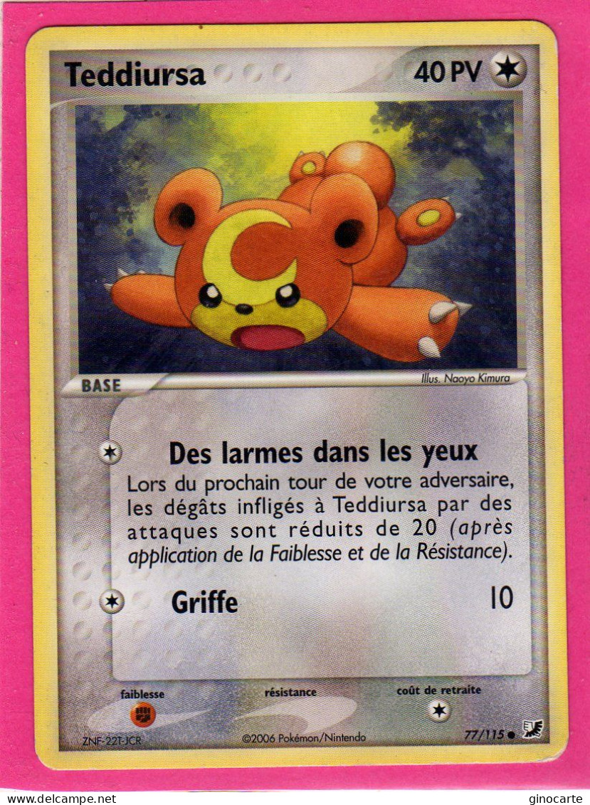 Carte Pokemon 2006 Ex Forces Cachées 77/115 Teddiurna 40pv Bon Etat - Ex