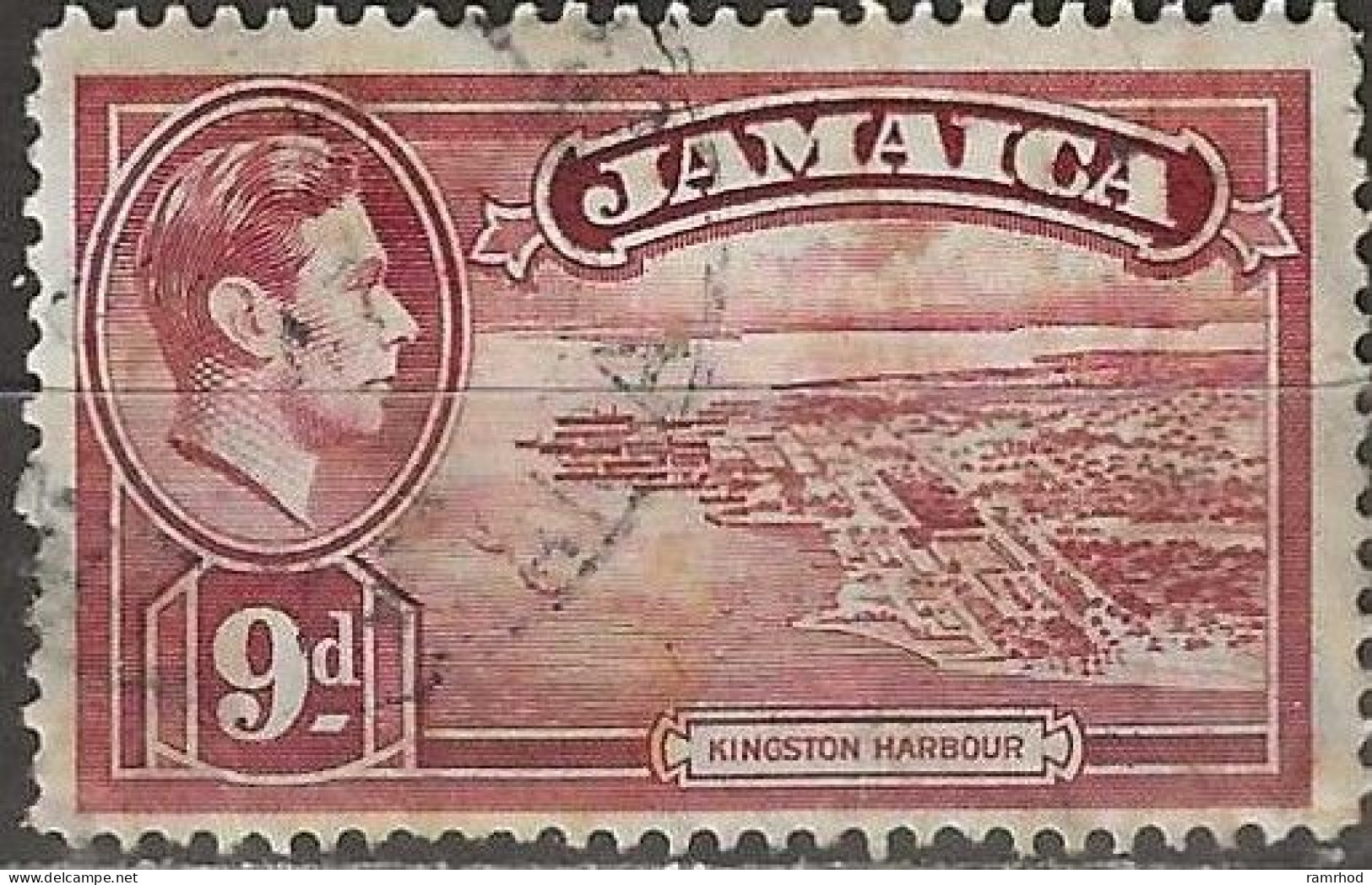 JAMAICA 1938 King George VI - Kingston Harbour - 9d. - Red FU - Jamaica (...-1961)