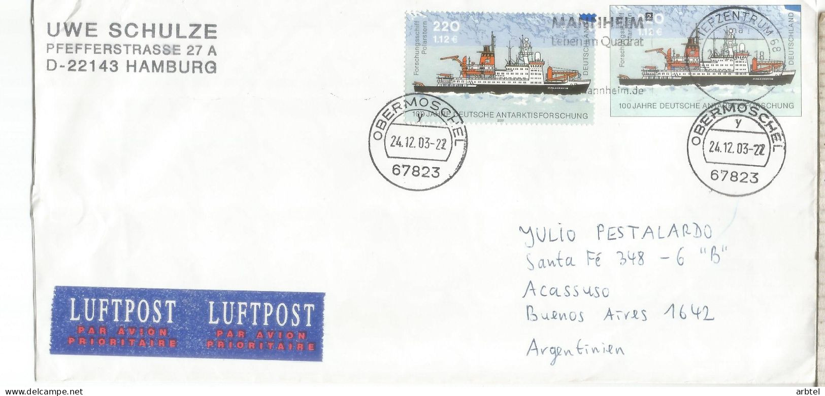 ANTARTIDA ANTARCTIC ALEMANIA ENTERO POSTAL + SELLO BUQUE POLARSTERN - Polar Ships & Icebreakers