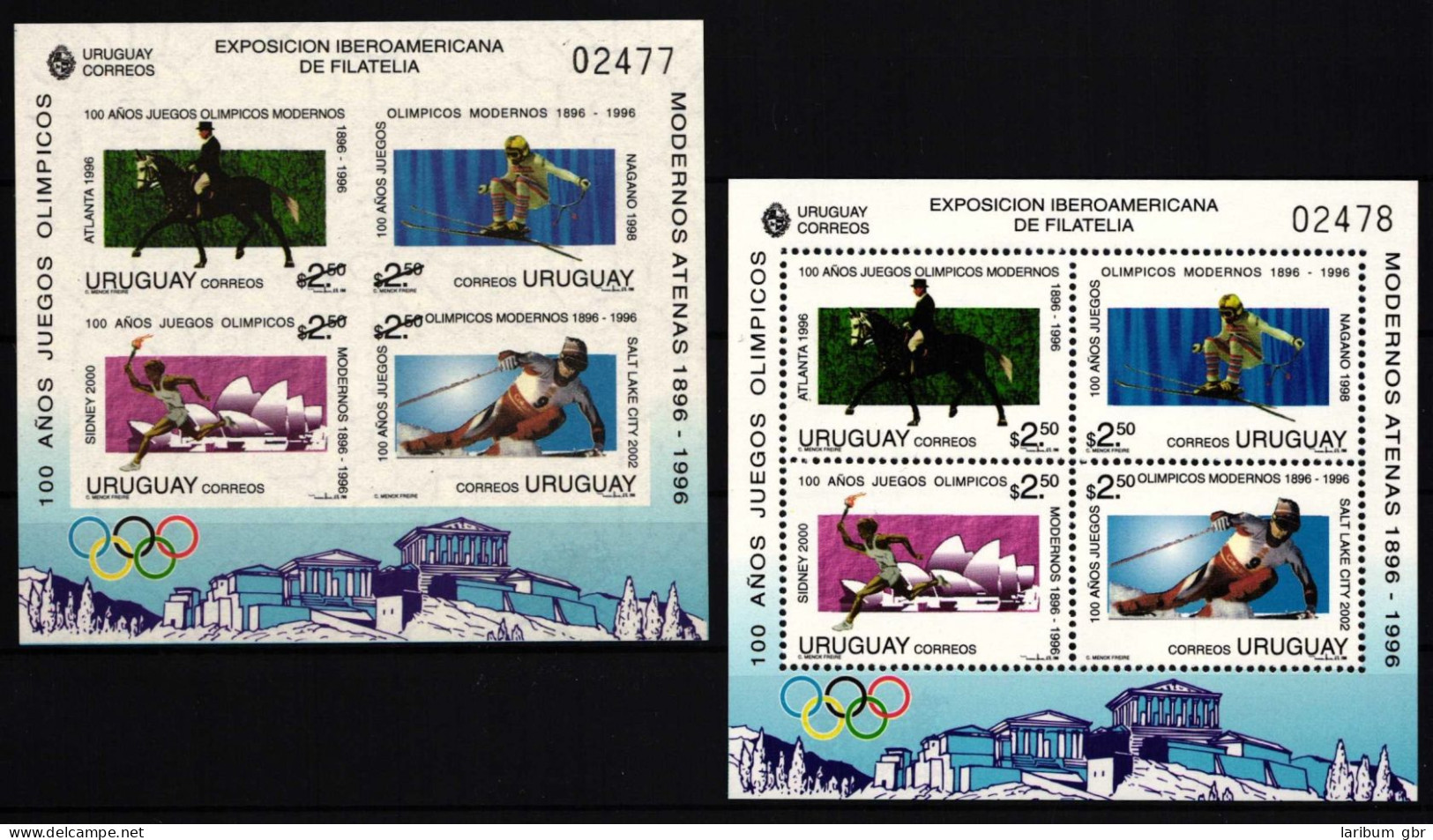 Uruguay Block 70 A+B Postfrisch Olympische Spiele #HQ559 - Uruguay