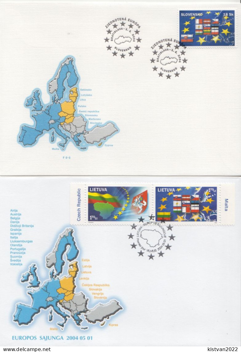 Enlargement Of The European Union Joint Issues On 11 FDCs From 2004 - Instituciones Europeas