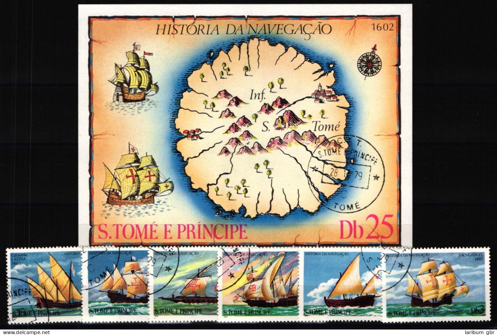 Sao Tome E Principe 598-603 Und Block 38 Gestempelt Schifffahrt #JH700 - Otros & Sin Clasificación
