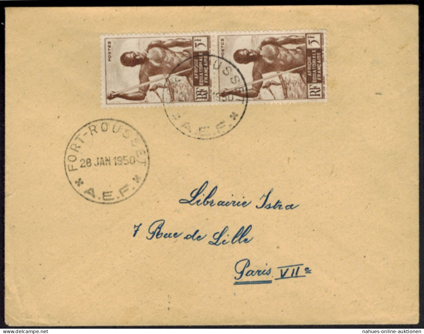 Zentralafrika Owando Fort Rousse Kongo MEF 5 Fr. Fischfang Paris Frankreich 1950 - Used