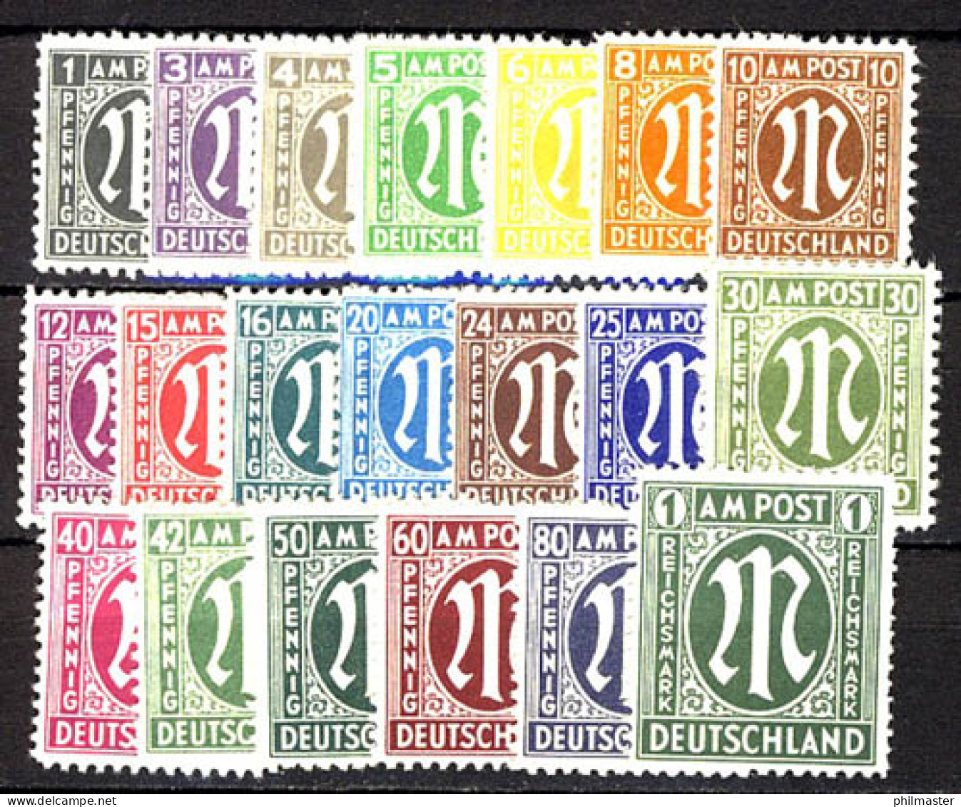 16-35 AM-Post, Deutscher Druck, 20 Werte Komplett Postfrisch ** / MNH - Neufs
