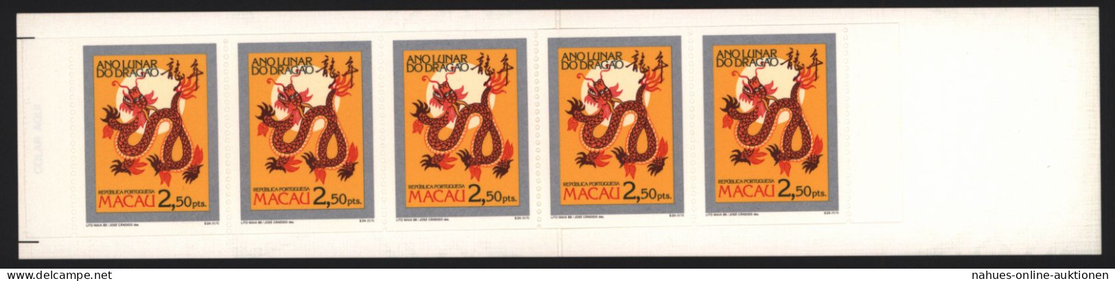 Macau Macao Markenheftchen 588 Chinesisches Neujahr Jahr Des Drachen KatW 80,00 - Cartas & Documentos