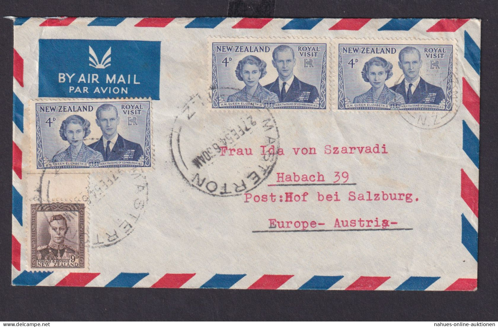 Flugpost Neuseeland Brief 331 U.a. Besuch Des Königpaares Queen Elisabeth - Brieven En Documenten