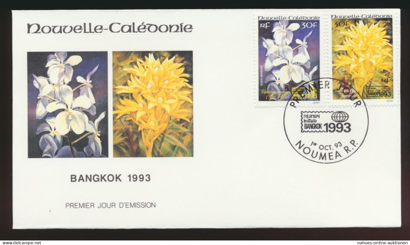 Rouvelle Caledonie Neukaledonien Brief Motiv Blumen Bankkok 1993 - Storia Postale