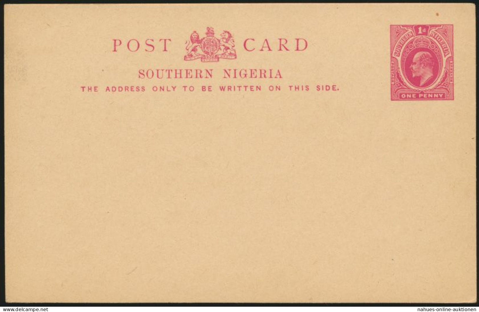 Africa Southern Nigeria Ganzsache P2 1 D. King Eduard Postal Stationery - Nigeria (1961-...)