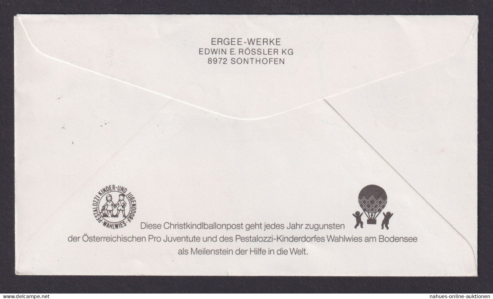 Österreich Weihnachtsballonpost Bordstempel D-Ergee Befördert Mit Vignette - Lettres & Documents