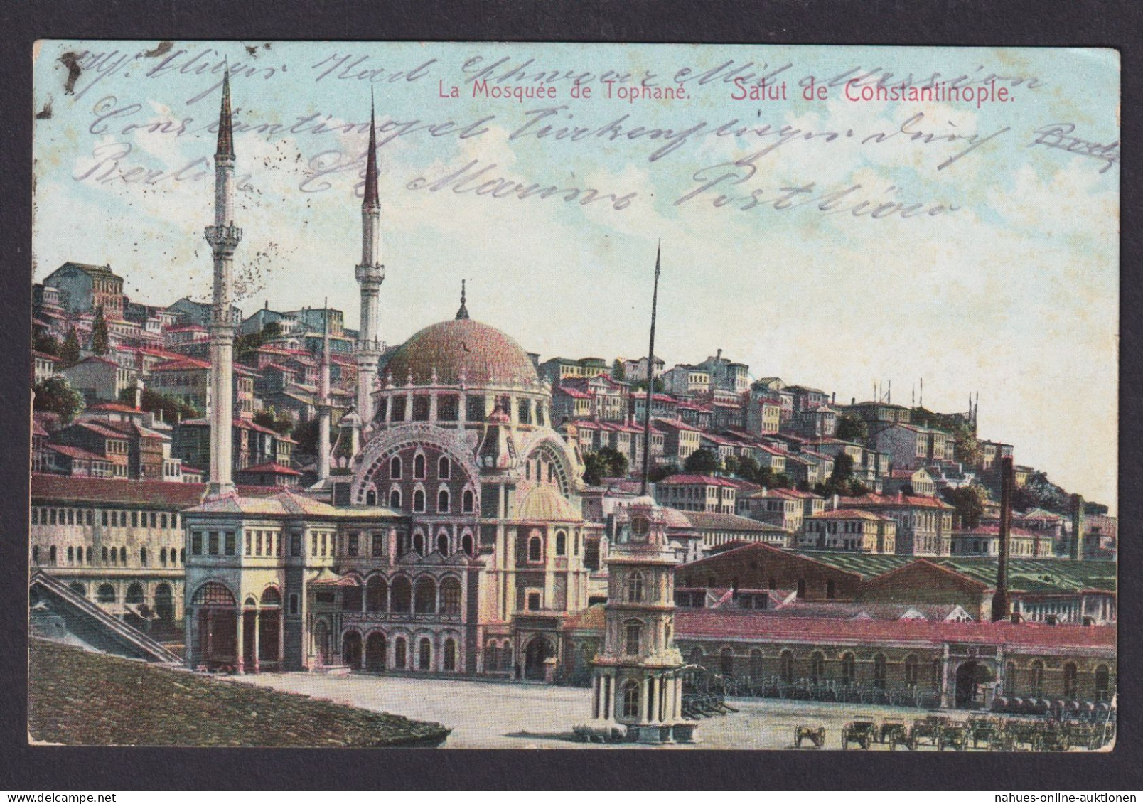 Türkei Istanbul Constantinopel Asnichtskarte Moschee M. Rotem Feldpost Aufkleber - Storia Postale