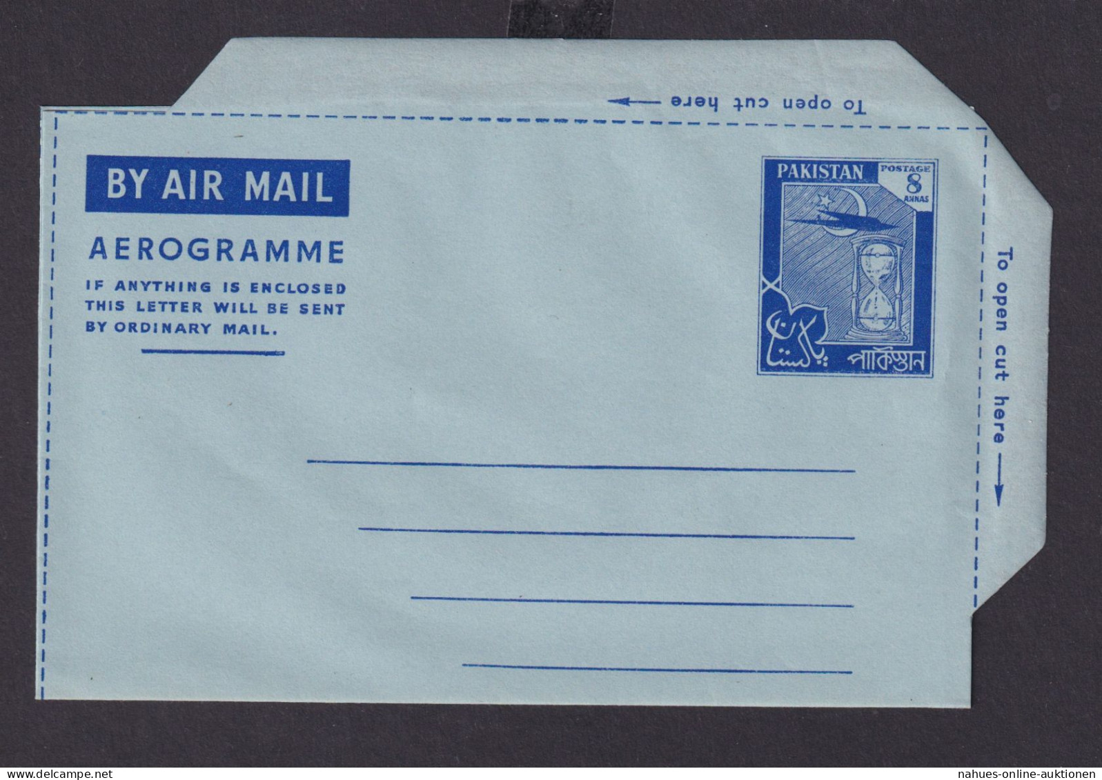 Flugpost Pakistan Ganzsache Aerogramm Postal Stationery Cover 8 Annas - Pakistan