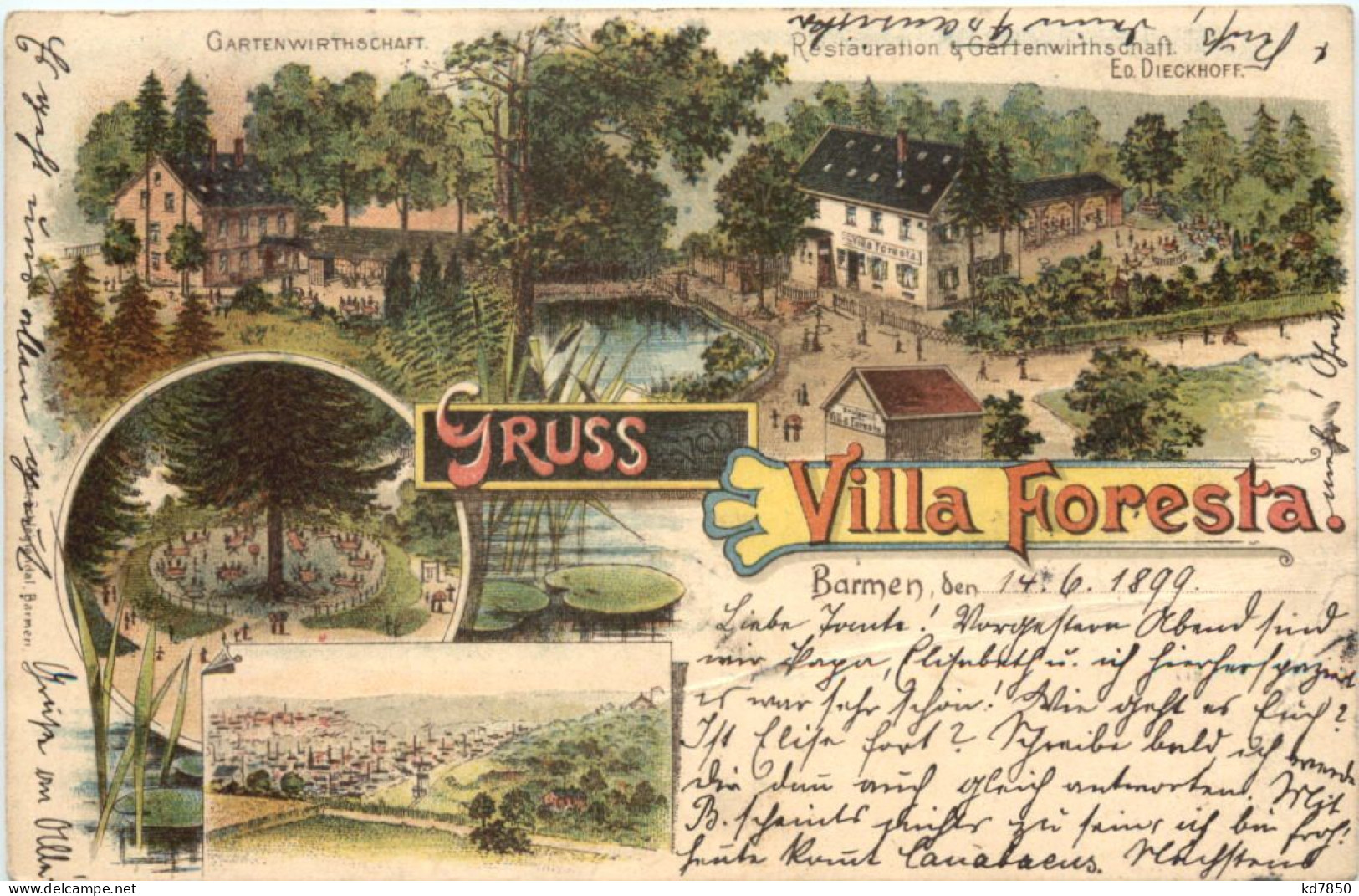 Gruss Aus Villa Foresta - Litho - Barmen - Wuppertal