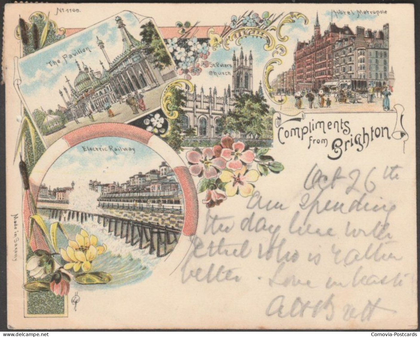 Court Card - Compliments From Brighton, Sussex, 1898 - Winkler & Voigt Postcard - Brighton