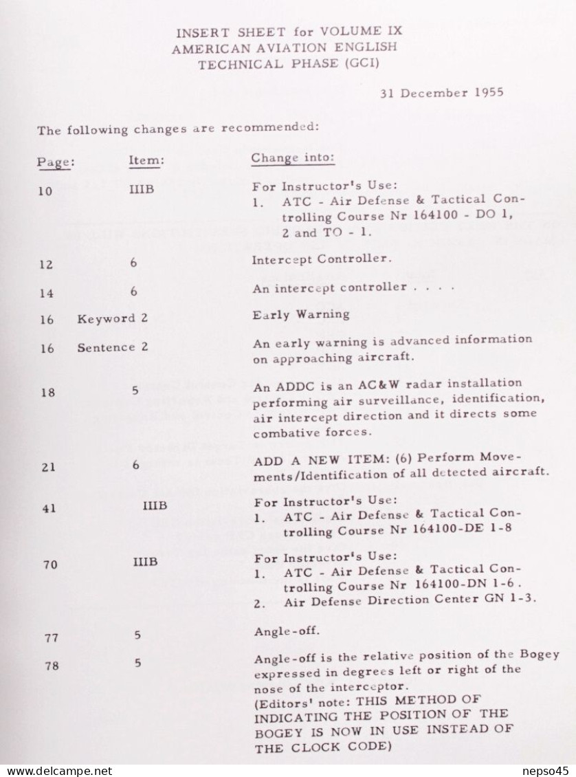 American Aviation English.Technical Phase.1955.HQ Officer Military Schools USAF.Lackland AFB.San Antonio.Texas. - Aviazione