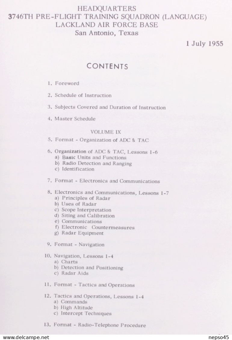 American Aviation english.Technical Phase.1955.HQ Officer Military Schools USAF.Lackland AFB.San Antonio.Texas.